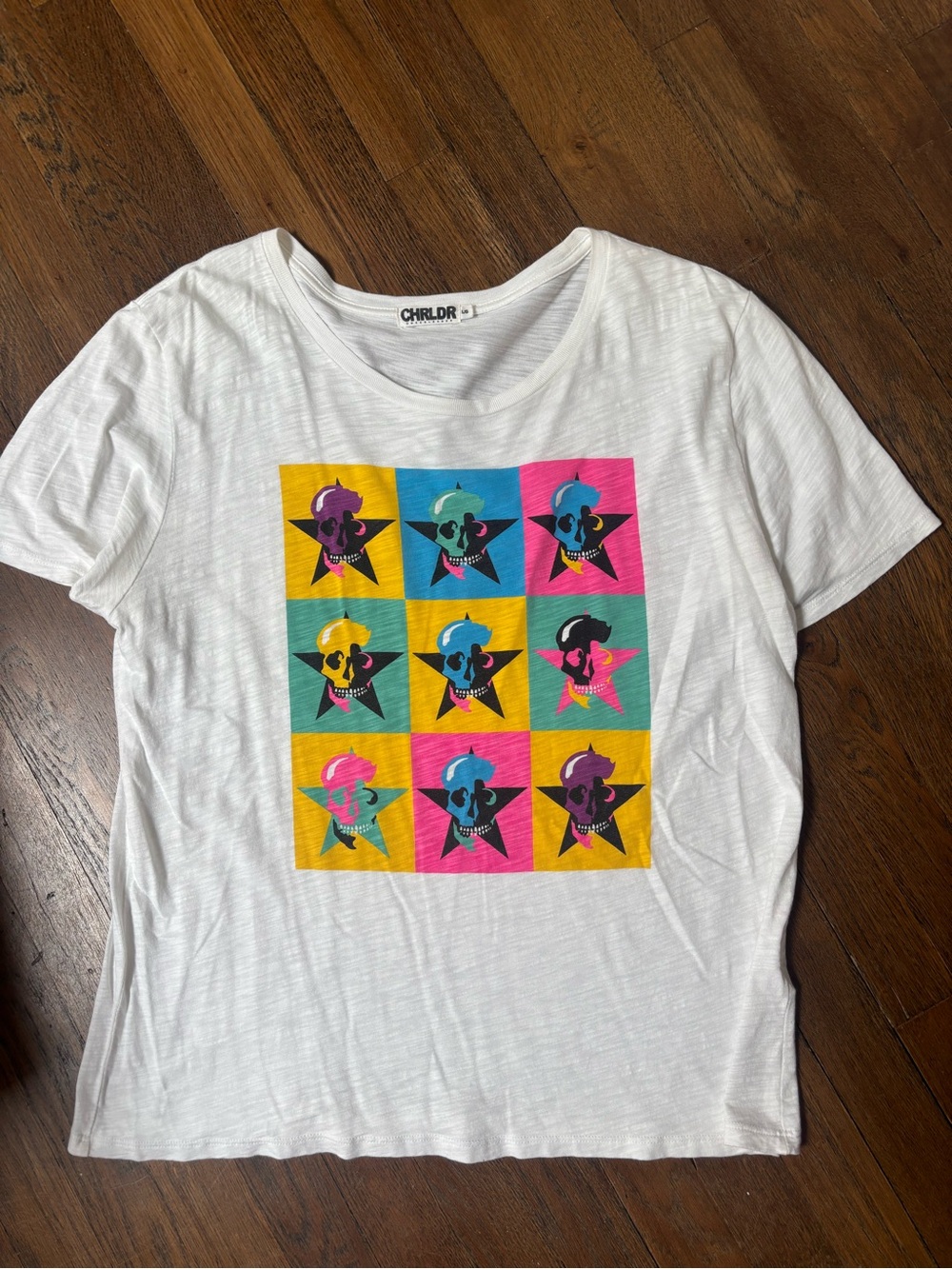 CHRLDR women’s White Graphic Pop Skull Tee